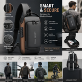 Anti-Theft Crossbody Sling Bag – Waterproof USB Charging Travel Shoulder Bag with Security Lock