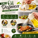2-in-1 Oil Spray & Pour Bottle | Kitchen Cooking Oil Dispenser & Sprayer | Leak-Proof Refillable Oil Bottle