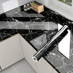 Black Marble Peel and Stick Wallpaper – Self-Adhesive Waterproof Countertop & Cabinet Covering