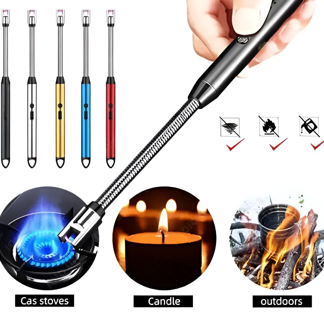 USB Rechargeable Electric Arc Lighter – Windproof Flameless Lighter for Candle & Kitchen Use