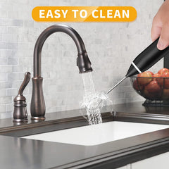 Rechargeable Electric Milk Frother – Adjustable Speed Handheld Coffee Whisk with 2 Attachments