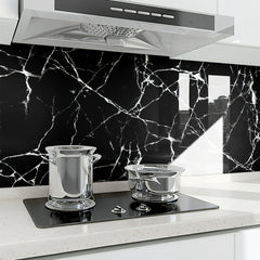 Black Marble Peel and Stick Wallpaper – Self-Adhesive Waterproof Countertop & Cabinet Covering