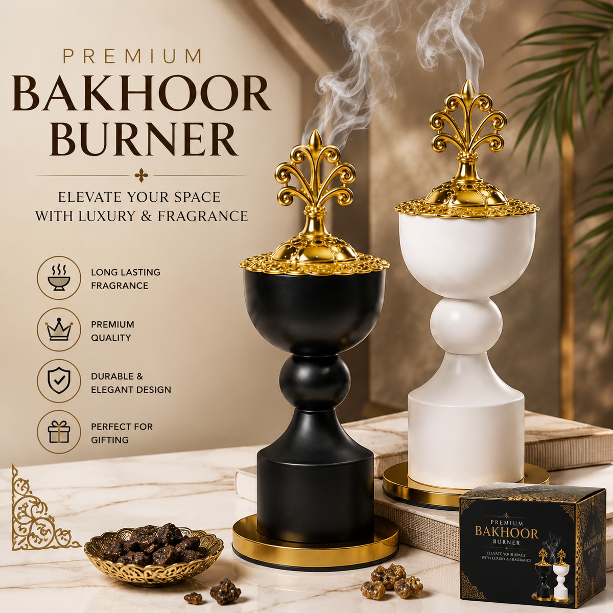 Premium Bakhoor Burner | Luxury Arabian Incense & Oud Burner for Home Decor