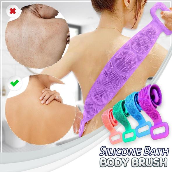 Silicone Bath Body Brush – Exfoliating Long Back Scrubber, Easy to Clean, Lathers Well, Durable