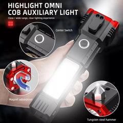 3W LED Rechargeable Flashlight – Multi-Function Emergency Torch with COB Light