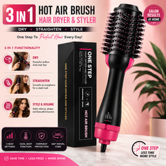 3-in-1 Hot Air Brush Hair Styler | Hair Dryer, Straightener & Volumizer | One-Step Blow Dry Styling Brush