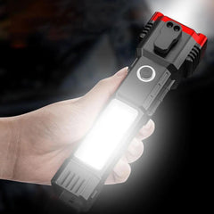3W LED Rechargeable Flashlight – Multi-Function Emergency Torch with COB Light