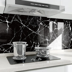 Black Marble Peel and Stick Wallpaper – Self-Adhesive Waterproof Countertop & Cabinet Covering