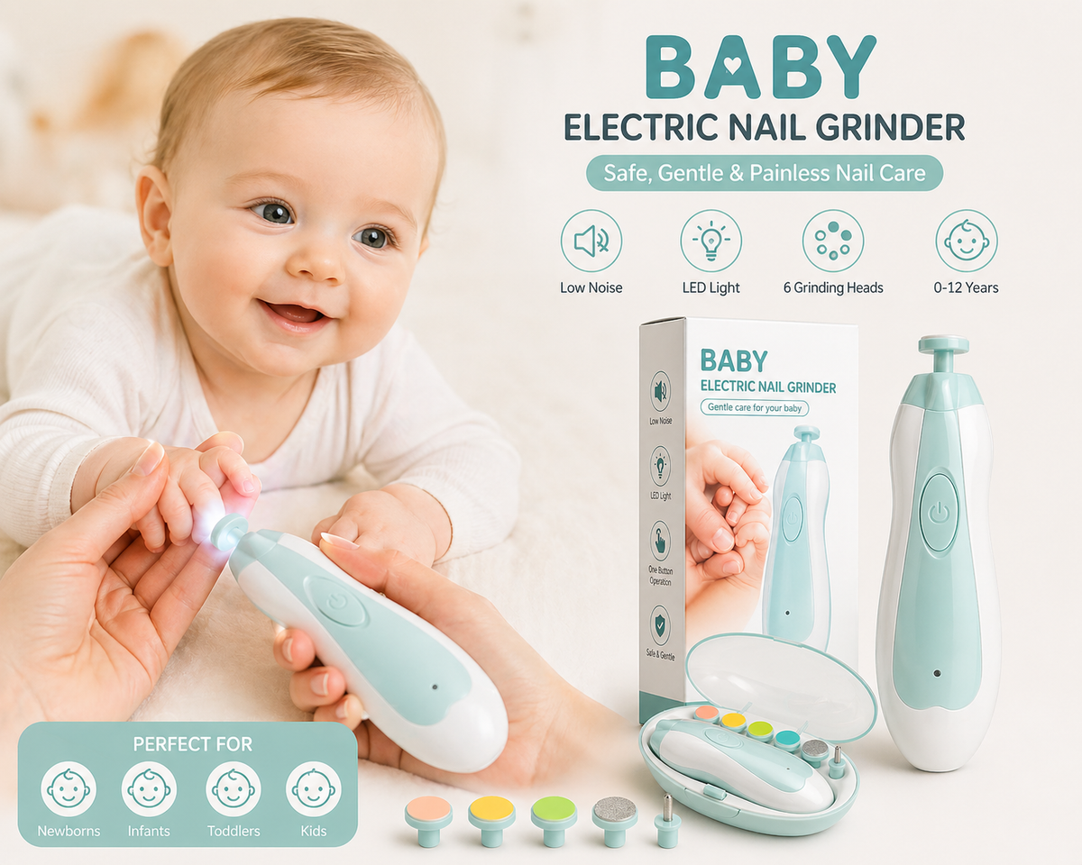 Baby Electric Nail Trimmer Safe Grooming Kit with LED Light – Newborn, Kids & Adults Nail File Set (Quiet & Painless)