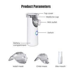 Portable Handheld Nebulizer – Quiet Mesh Inhaler for Home & Travel Use