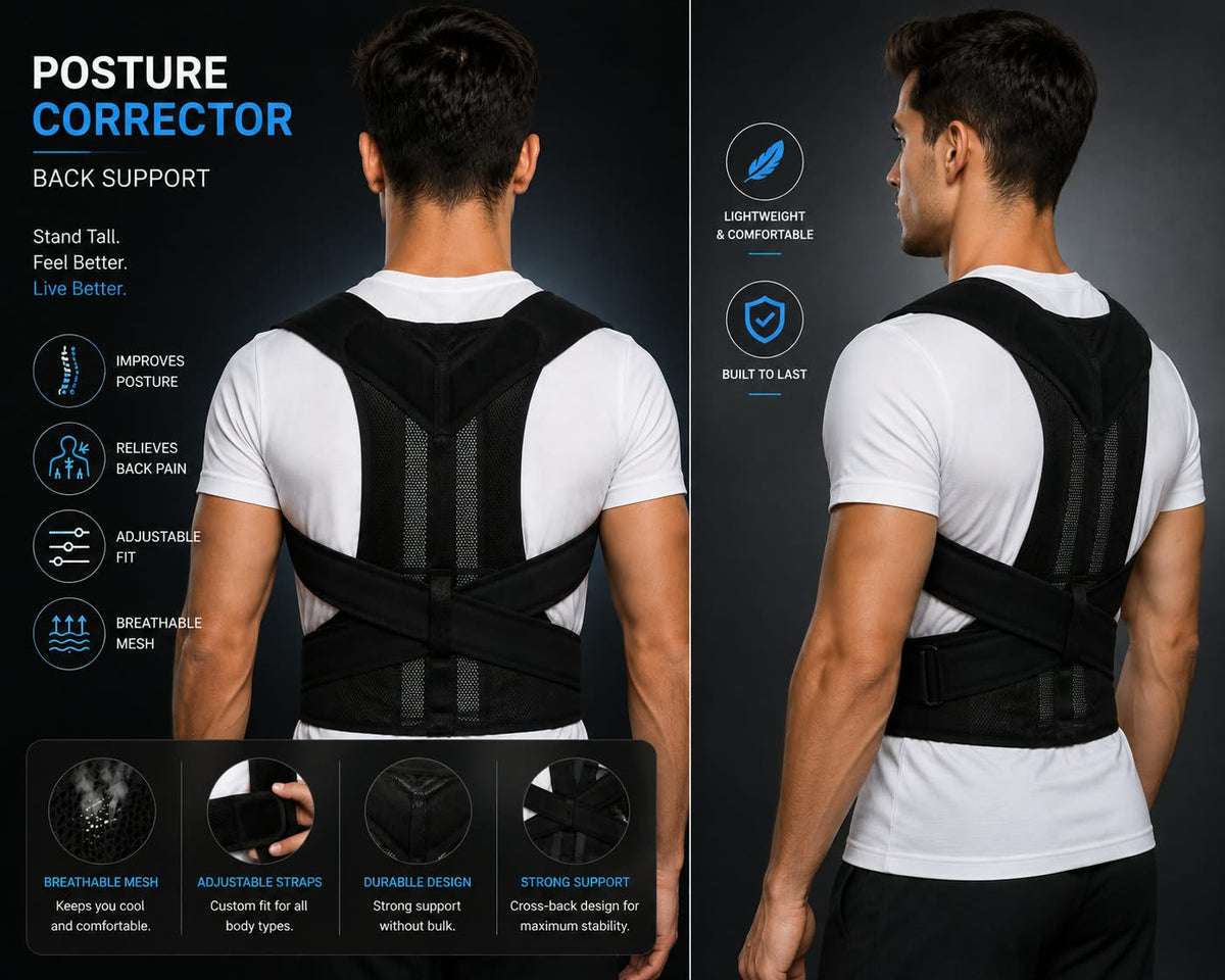 Adjustable Back Posture Corrector Belt – Back & Shoulder Support Brace