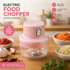 250ML USB Rechargeable Mini Electric Garlic Chopper – Portable Food Grinder & Vegetable Cutter