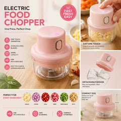 250ML USB Rechargeable Mini Electric Garlic Chopper – Portable Food Grinder & Vegetable Cutter