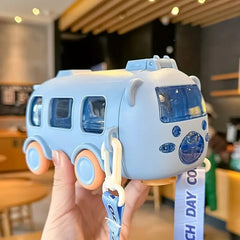 Baby Bus Water Bottle 500ml for Kids – Leakproof BPA-Free School Drinking Bottle with Straw | Cute Cartoon Bus Design