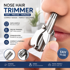 Manual Nose & Ear Hair Trimmer – Stainless Steel Rotary Hair Remover for Men & Women | Safe Painless Facial Grooming Tool