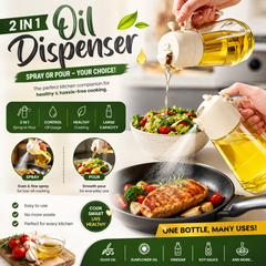 2-in-1 Oil Spray & Pour Bottle | Kitchen Cooking Oil Dispenser & Sprayer | Leak-Proof Refillable Oil Bottle