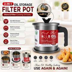 Kitchen Oil Filter Pot – Stainless Steel Oil Strainer Container with Fine Mesh Filter | Reusable Cooking Oil Storage Can with Lid